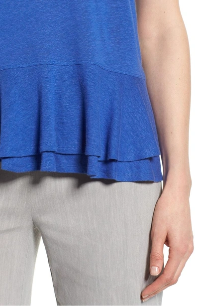 Shop Nic + Zoe Road Trip Ruffle Hem Tank In Ultramarine