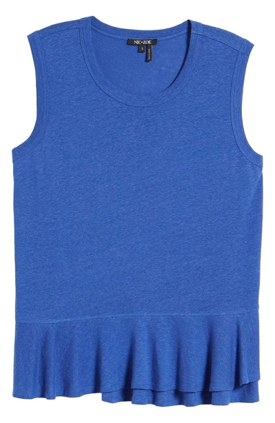 Shop Nic + Zoe Road Trip Ruffle Hem Tank In Ultramarine