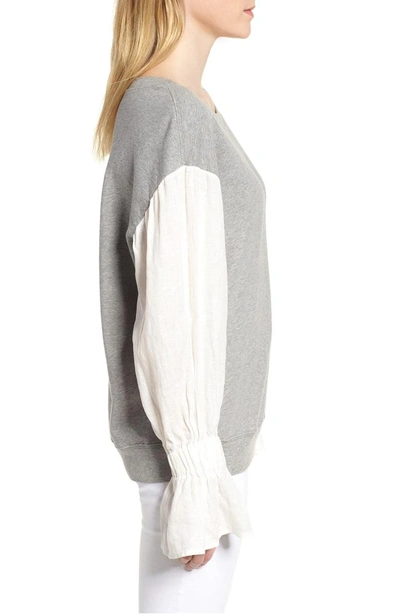 Shop Stateside Cotton & Linen Pullover In Heather Grey