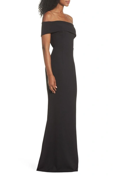 Shop Katie May Titan One-shoulder Cutout Crepe Gown In Black