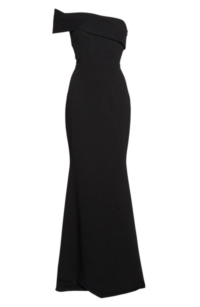 Shop Katie May Titan One-shoulder Cutout Crepe Gown In Black