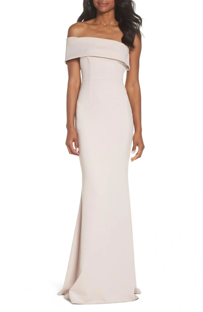 Shop Katie May Titan One-shoulder Cutout Crepe Gown In Ballet