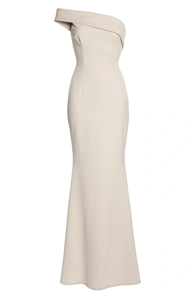 Shop Katie May Titan One-shoulder Cutout Crepe Gown In Ballet