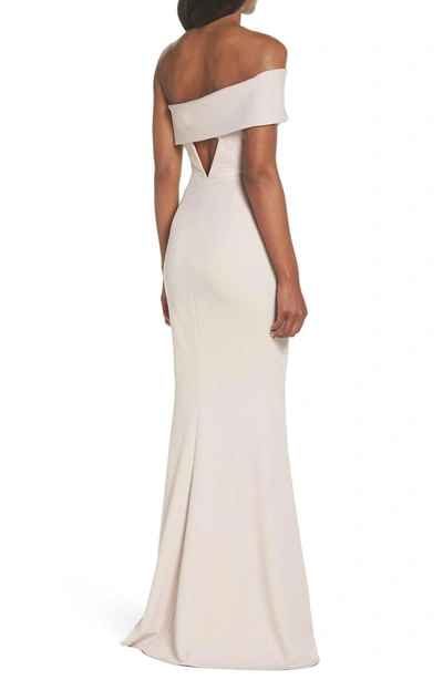 Shop Katie May Titan One-shoulder Cutout Crepe Gown In Ballet