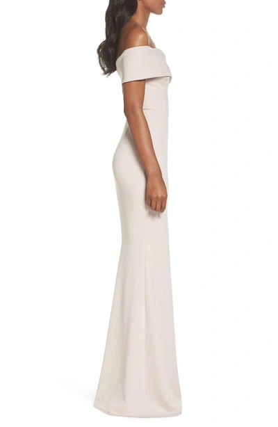 Shop Katie May Titan One-shoulder Cutout Crepe Gown In Ballet