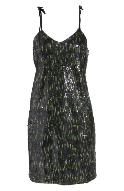 Shop Sam Edelman Camo Sequin Dress In Black/ Green