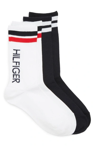 Shop Tommy Hilfiger 2-pack Logo Crew Socks In White