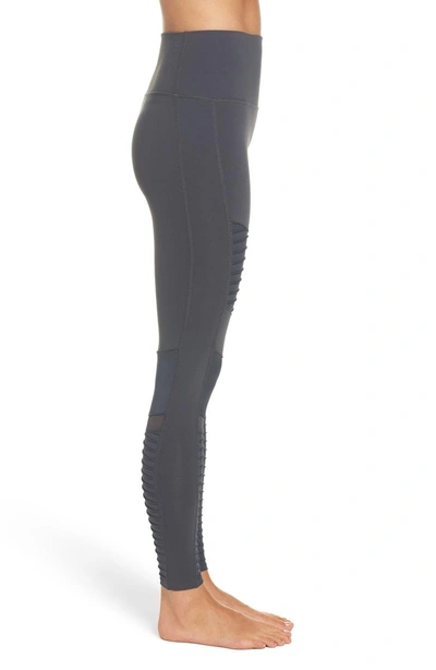 Shop Alo Yoga High Waist Moto Leggings In Anthracite/ Anthracite Glossy