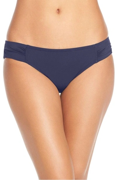 Shop Tommy Bahama Side Shirred Hipster Bikini Bottoms In Mare Navy