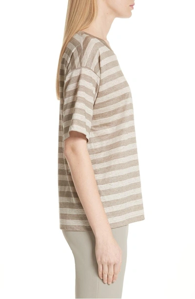 Lafayette 148 Easy Stripe Linen Tee In Partridge Multi