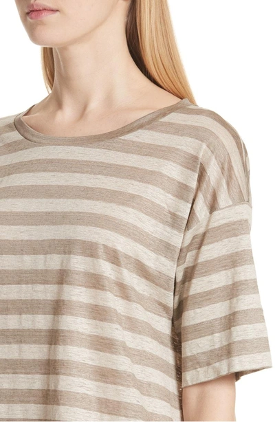 Lafayette 148 Easy Stripe Linen Tee In Partridge Multi
