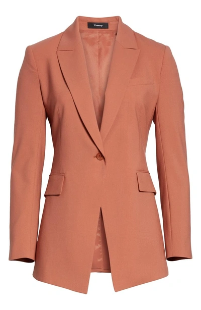Shop Theory Etienette B Good Wool Suit Jacket In Pink Russet