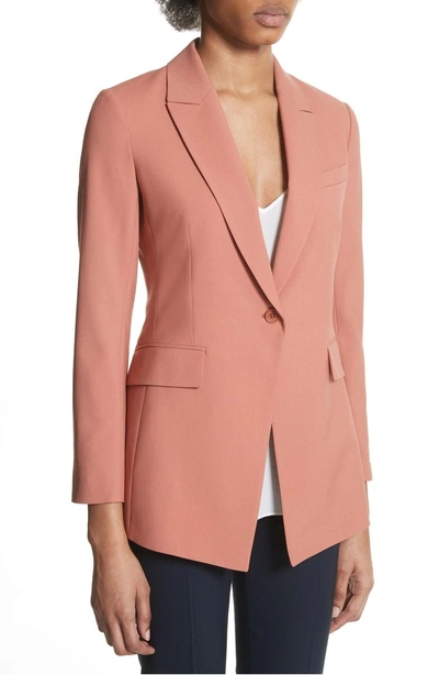 Shop Theory Etienette B Good Wool Suit Jacket In Pink Russet