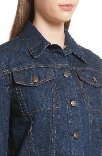 Shop Helmut Lang Stripe Denim Jacket In Dark Blue