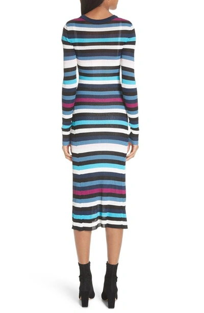 Shop Altuzarra Stills Stripe Rib Knit Dress In Berry Blue