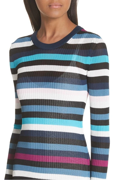 Shop Altuzarra Stills Stripe Rib Knit Dress In Berry Blue