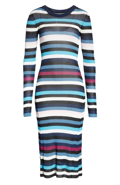 Shop Altuzarra Stills Stripe Rib Knit Dress In Berry Blue