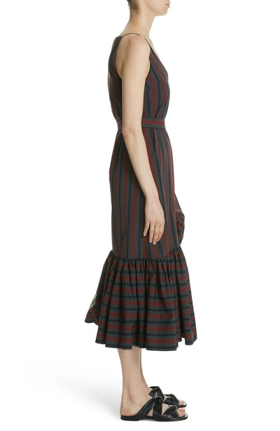 Shop Rosetta Getty Belted Flare Hem Dress In Barcode Stripe