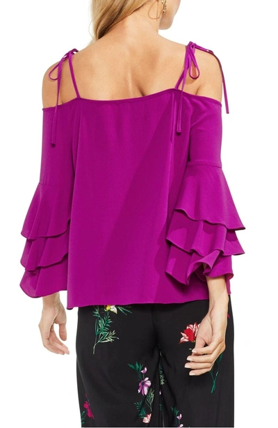 Shop Vince Camuto Cold Shoulder Ruffle Sleeve Top In Fuchsia Fury