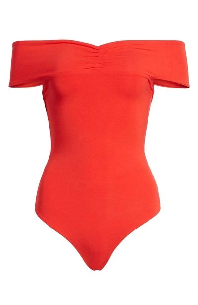 Shop Lovers & Friends Neil Off The Shoulder Bodysuit In Red