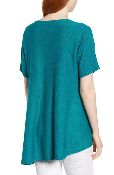Shop Eileen Fisher Organic Linen Knit Top In Turquoise