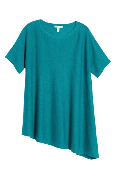 Shop Eileen Fisher Organic Linen Knit Top In Turquoise