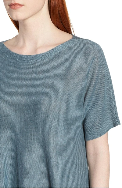 Shop Eileen Fisher Organic Linen Knit Top In Blue Steel