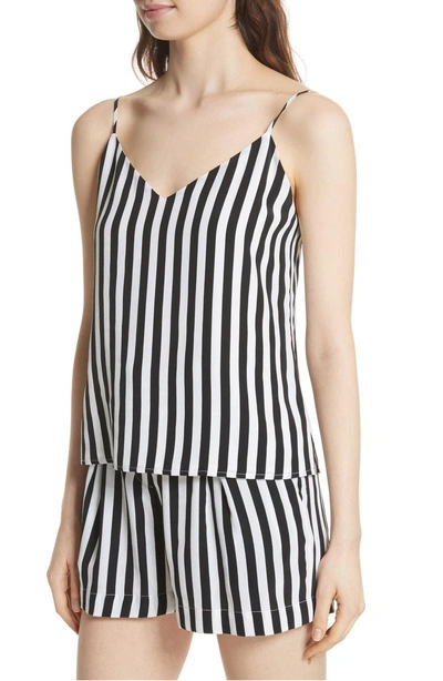 Shop L Agence Jane Stripe Silk Camisole In Black/ White