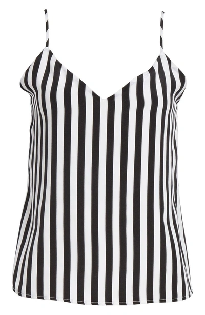 Shop L Agence Jane Stripe Silk Camisole In Black/ White