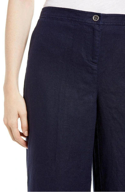 Shop Eileen Fisher Wide Leg Organic Linen Pants In Midnight