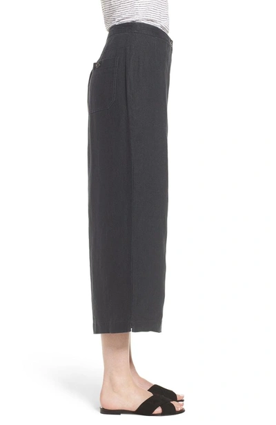 Shop Eileen Fisher Wide Leg Organic Linen Pants In Graphite