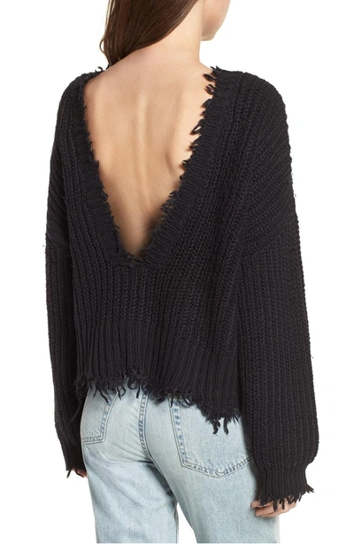 Shop Wildfox Palmetto Frayed Sweater In Black