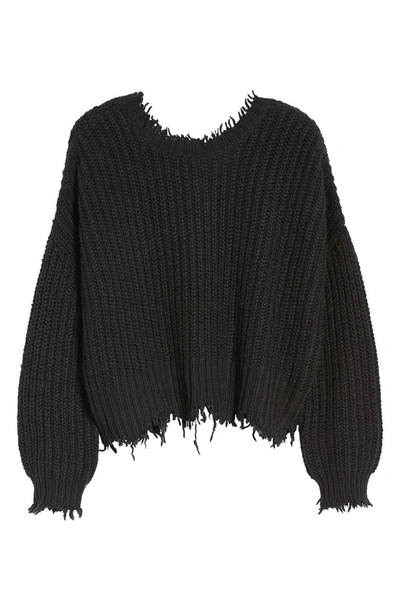 Shop Wildfox Palmetto Frayed Sweater In Black