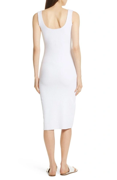 Shop Vince Ribbed Tank Dress In Optic White