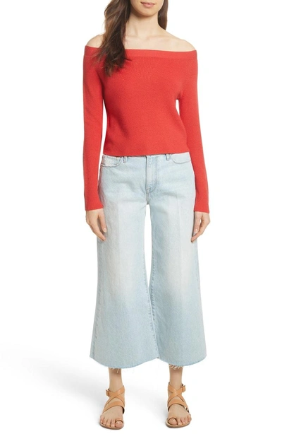 Shop Frame Le Palazzo Raw Edge Crop Wide Leg Jeans In Taplow