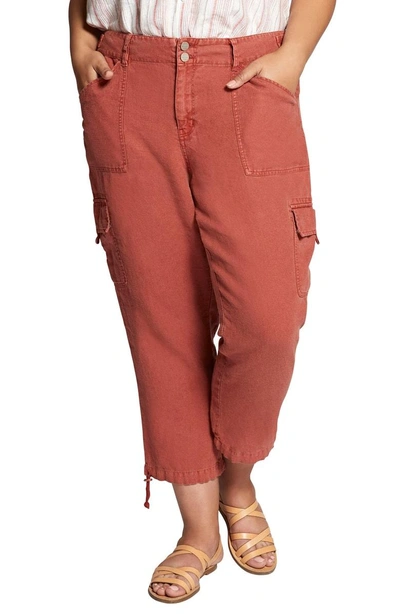 Shop Sanctuary Terrain Crop Linen Cargo Pants In Terra Cotta