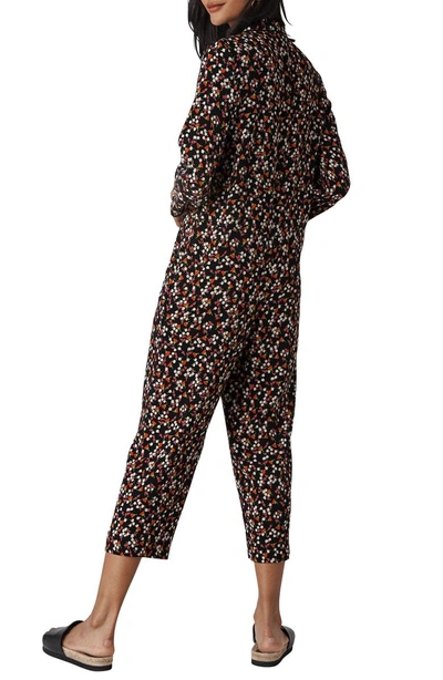 Shop Whistles Peony Print Relaxed Jumpsuit In Black/ Multi