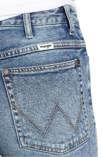 Shop Wrangler Acid Wash High Waist Crop Jeans In Dark Acid