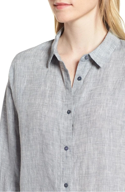 Shop Eileen Fisher Organic Linen Shirt In Chambray