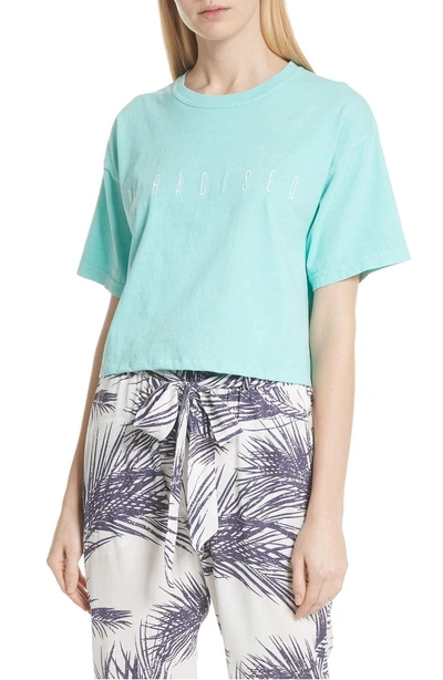 Shop Paradised Logo Embroidered Boxy Tee In Mint