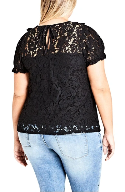 Shop City Chic Lace Ruffle Top In Black