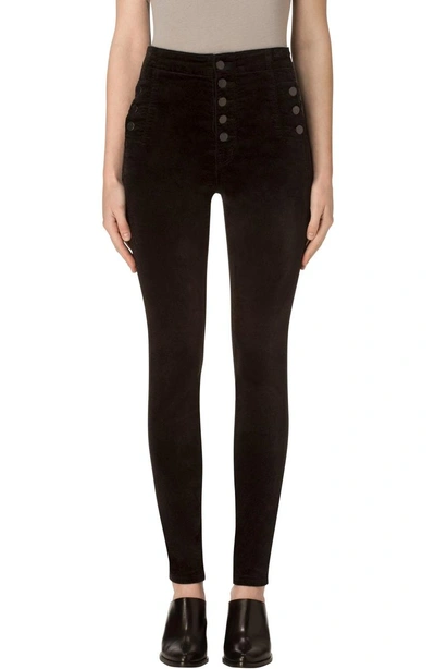 Shop J Brand Natasha Sky High Velvet Skinny Pants In Black