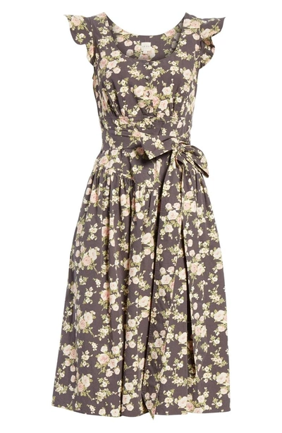 Shop La Vie Rebecca Taylor Madeleine Sleeveless Cotton Dress In Charcoal