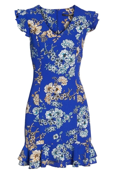 Shop 19 Cooper Ruffle Shoulder Sheath Dress In Blue Floral
