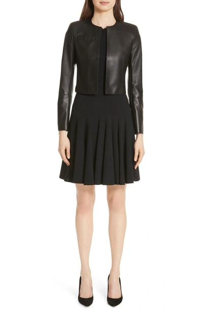 Shop Akris Godet Pleat Sleeveless Dress In Black