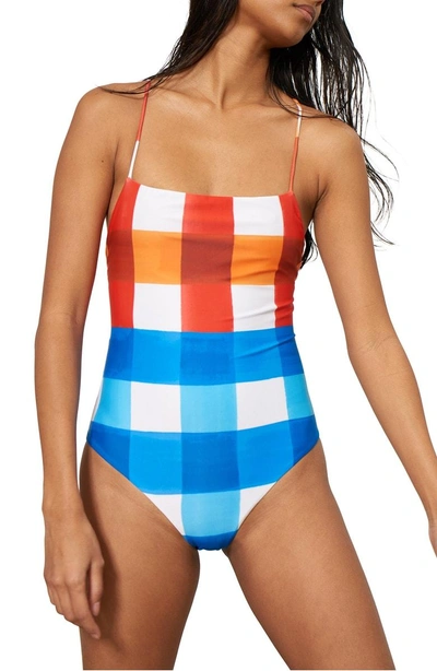 Shop Mara Hoffman Olympia One-piece Swimsuit In Red/ Blue Multi