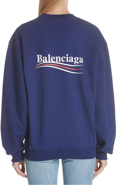 Shop Balenciaga Campaign Logo Sweatshirt In Pacifique