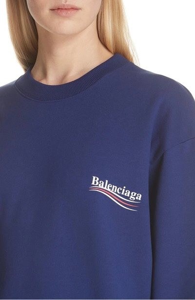 Shop Balenciaga Campaign Logo Sweatshirt In Pacifique
