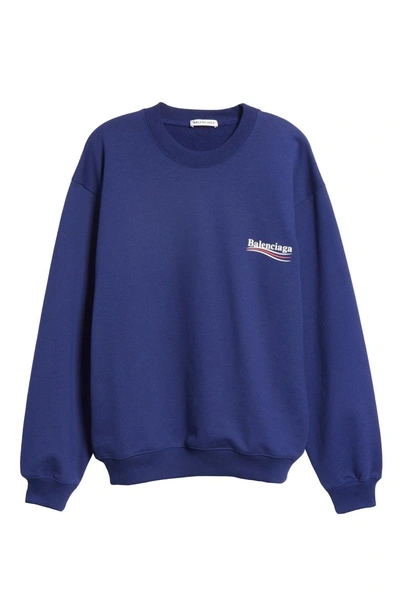 Shop Balenciaga Campaign Logo Sweatshirt In Pacifique