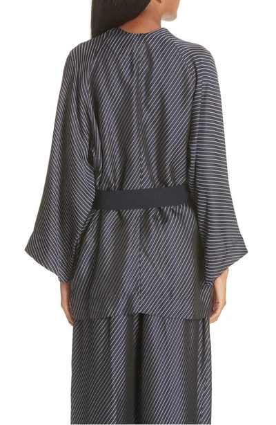 Shop Zero + Maria Cornejo Oki Bias Stripe Wrap Jacket In Ink/silver